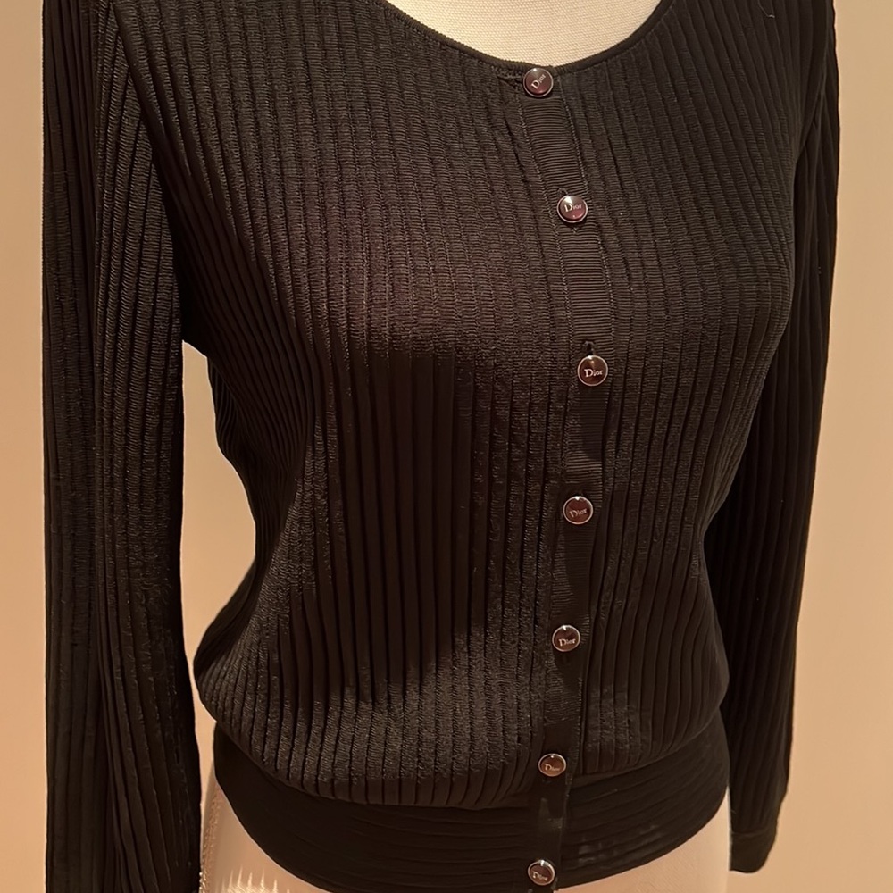 DIOR Christian Dior Paris Black Sweater Cardigan Size 10, 17” armpit to armpit, - Picture 15 of 15